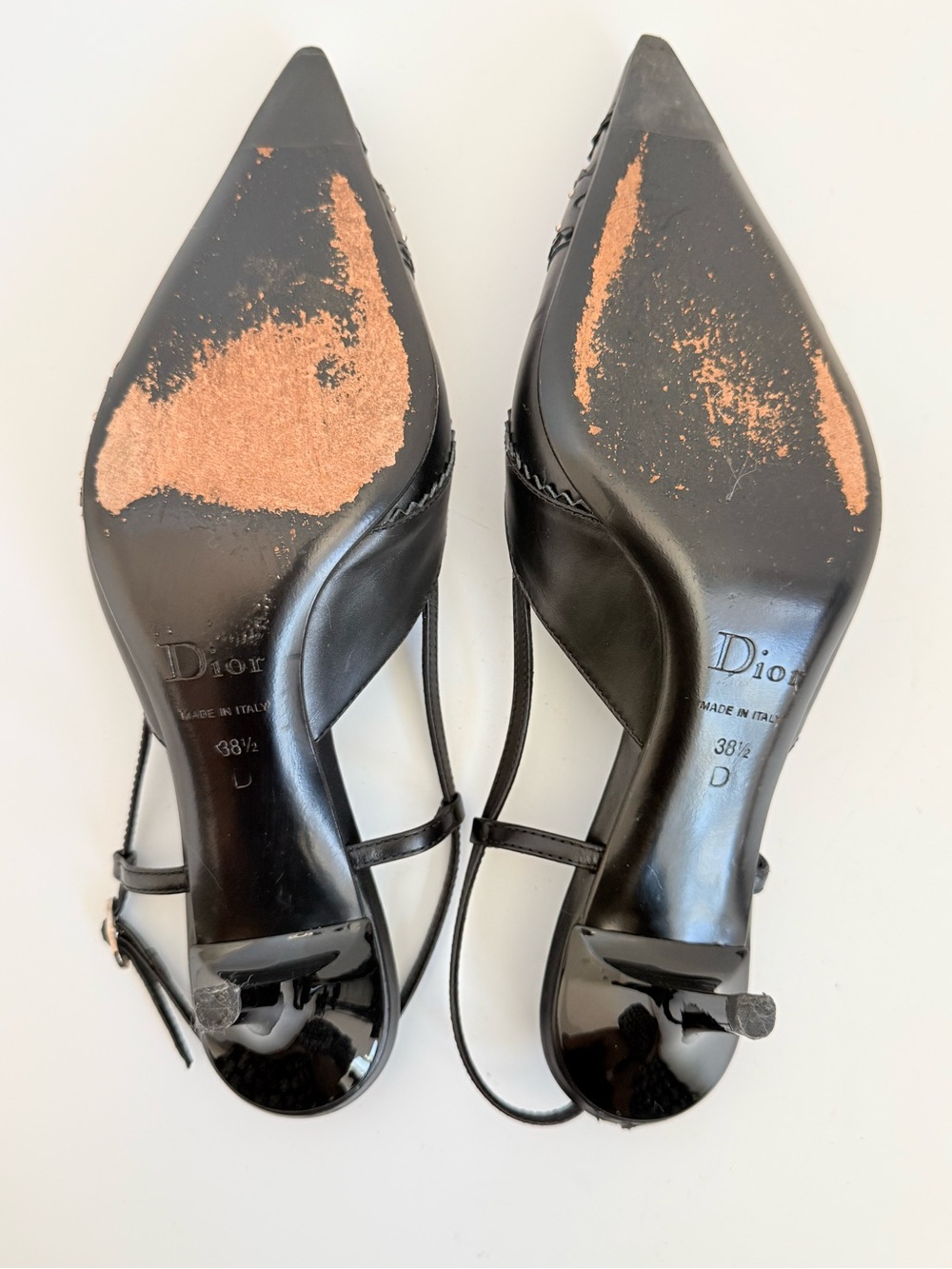 Christian Dior D Trick Slingback Pumps 38.5 Black CD Buckle Galliano 2004 - Picture 8 of 11
